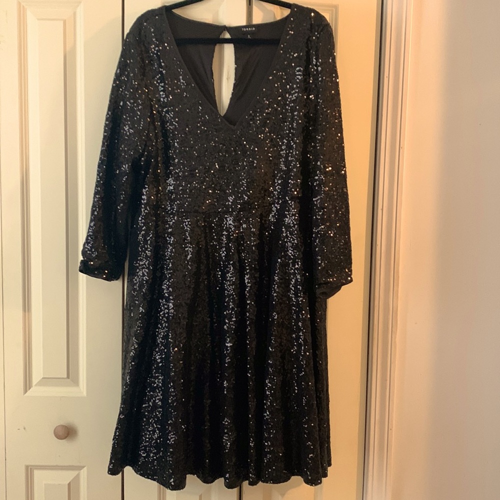 Torrid Size 2- Black Sequence Skater Dress-